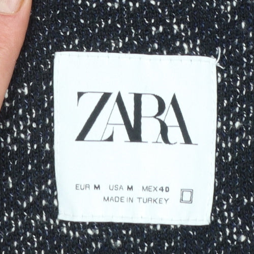 Zara Women's Blue Knit Full Zip Jacket Size 12