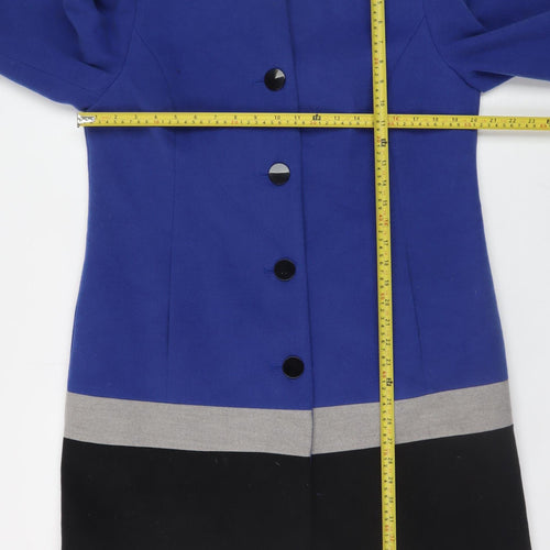 Damart Women’s Blue Colour Block Mid-Length Coat Size 14