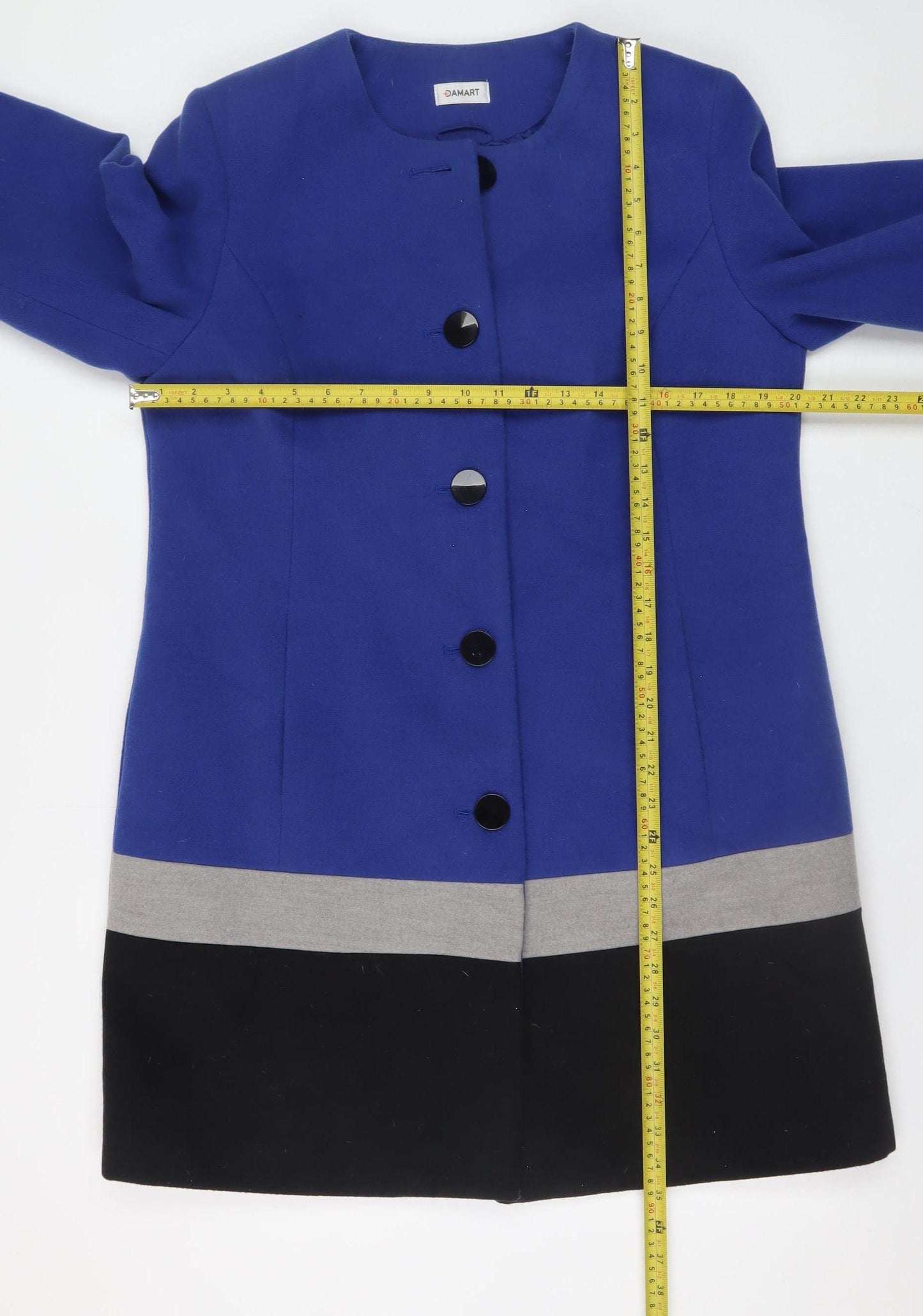 Damart Women’s Blue Colour Block Mid-Length Coat Size 14