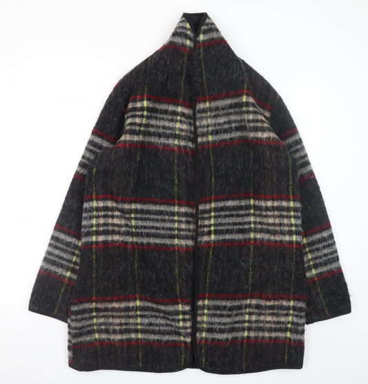 Topshop Women’s Multicoloured Wool Blend Plaid Mid-Length Coat UK 6