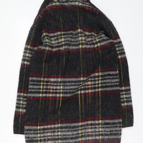 Topshop Women’s Multicoloured Wool Blend Plaid Mid-Length Coat UK 6
