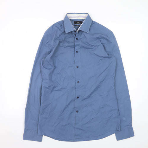 Next Men’s Blue Slim Fit Long Sleeve Button-Up Shirt 15.5in