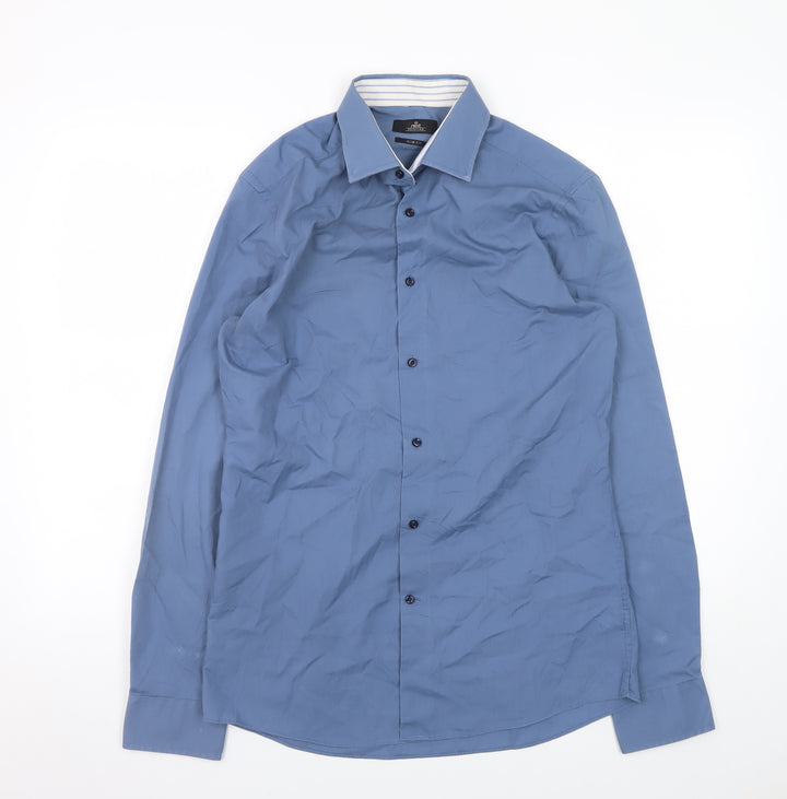 Next Men’s Blue Slim Fit Long Sleeve Button-Up Shirt 15.5in
