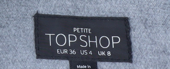 Topshop Petite Women’s Grey Faux Fur Collar Double Breasted Coat Size 8