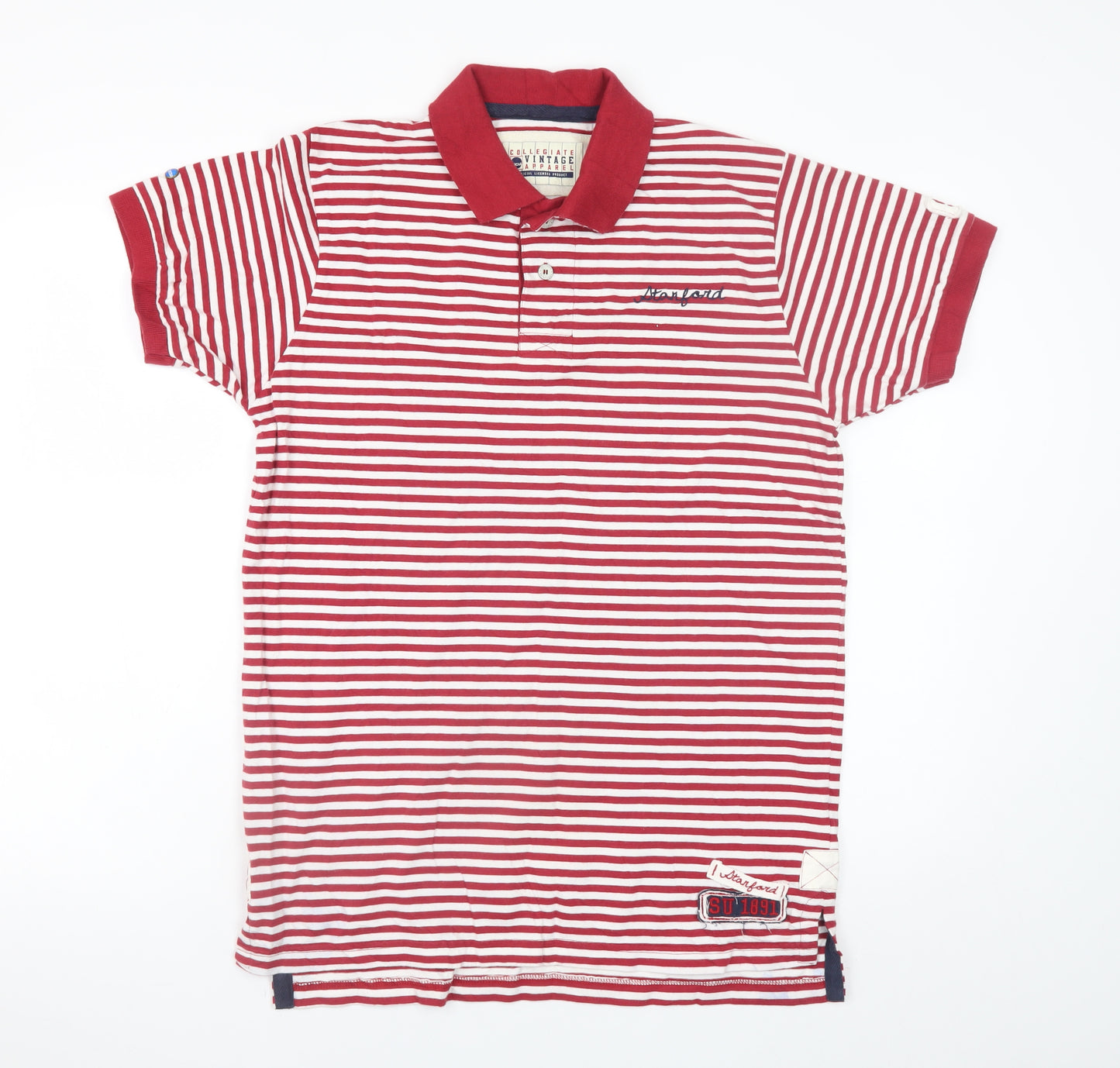 Collegiate Vintage Apparel Men's Red White Striped Polo Shirt Medium