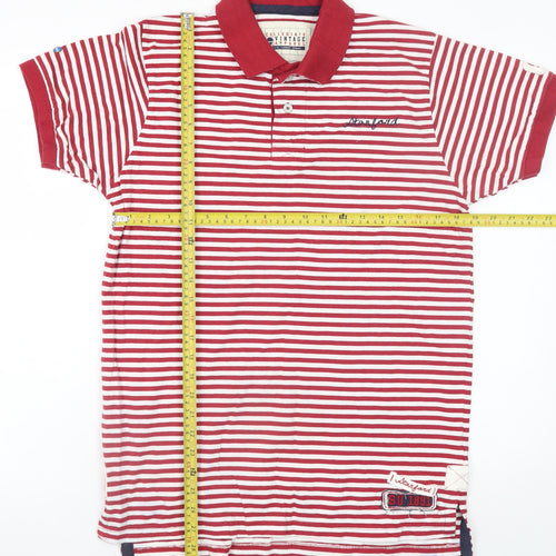 Collegiate Vintage Apparel Men's Red White Striped Polo Shirt Medium