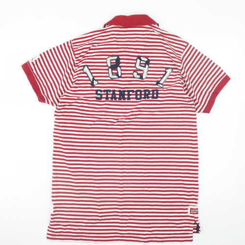 Collegiate Vintage Apparel Men's Red White Striped Polo Shirt Medium