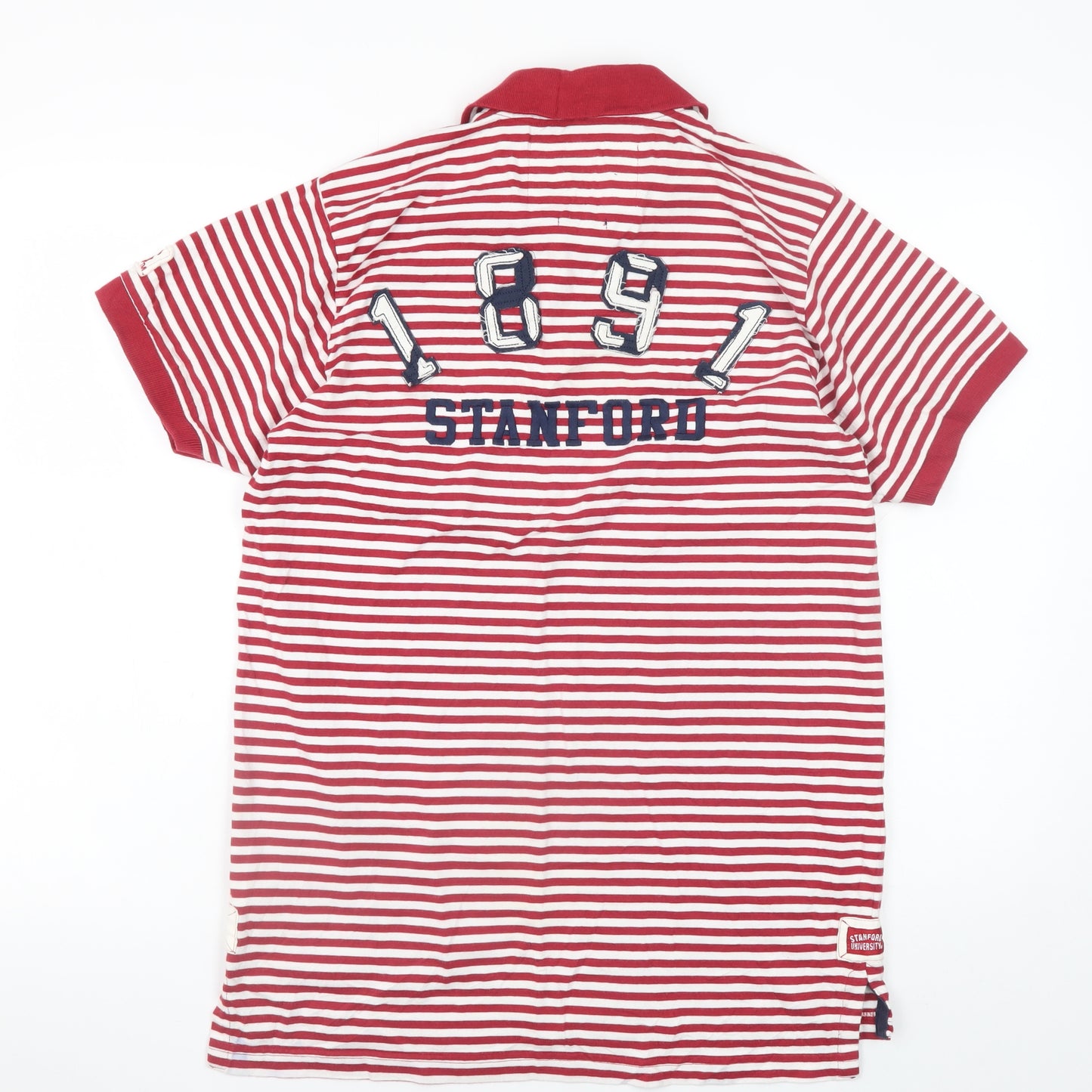 Collegiate Vintage Apparel Men's Red White Striped Polo Shirt Medium
