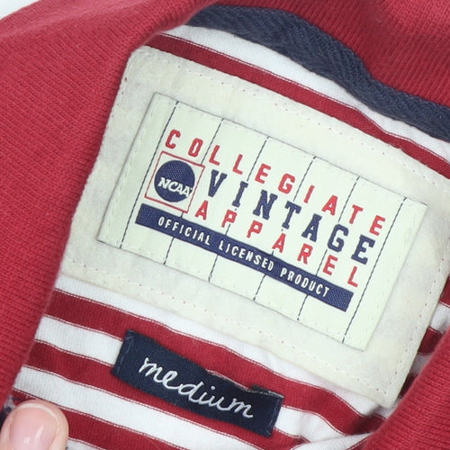 Collegiate Vintage Apparel Men's Red White Striped Polo Shirt Medium