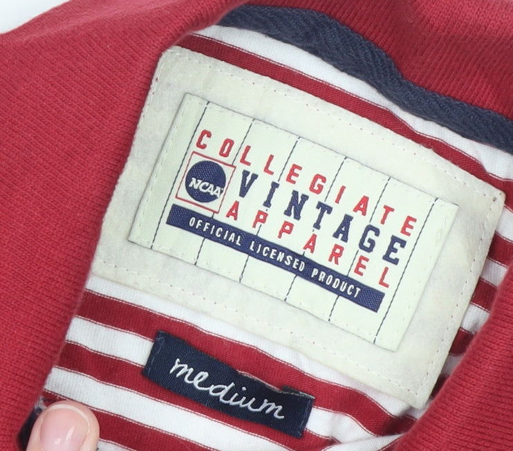 Collegiate Vintage Apparel Men's Red White Striped Polo Shirt Medium