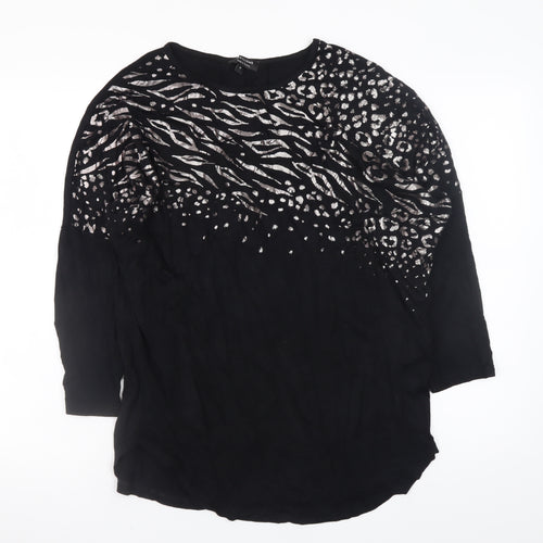 JD Williams Women Black Animal Print Tunic Blouse Size 14