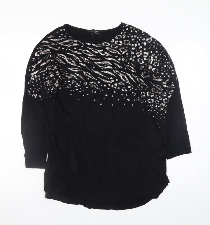 JD Williams Women Black Animal Print Tunic Blouse Size 14