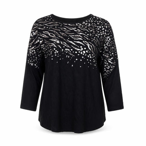JD Williams Women Black Animal Print Tunic Blouse Size 14