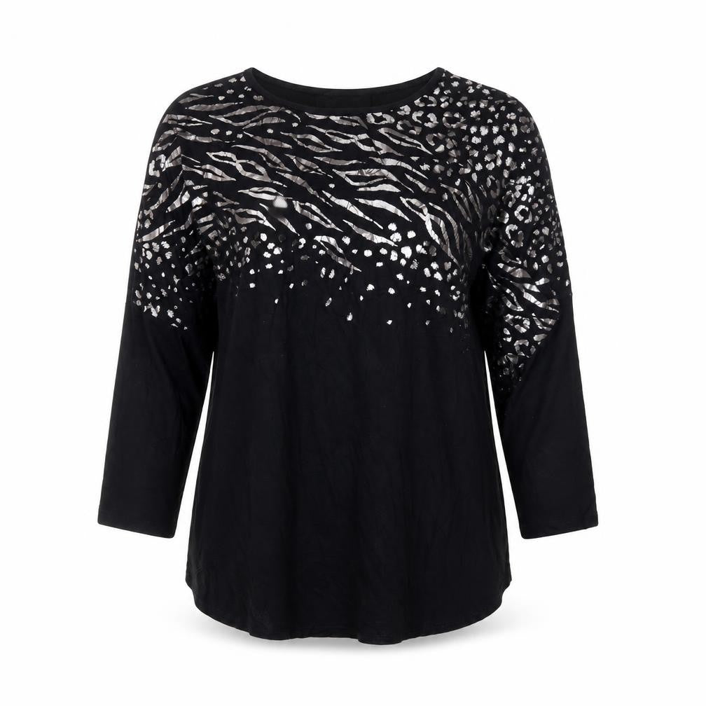 JD Williams Women Black Animal Print Tunic Blouse Size 14
