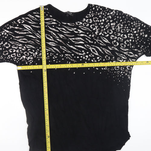 JD Williams Women Black Animal Print Tunic Blouse Size 14