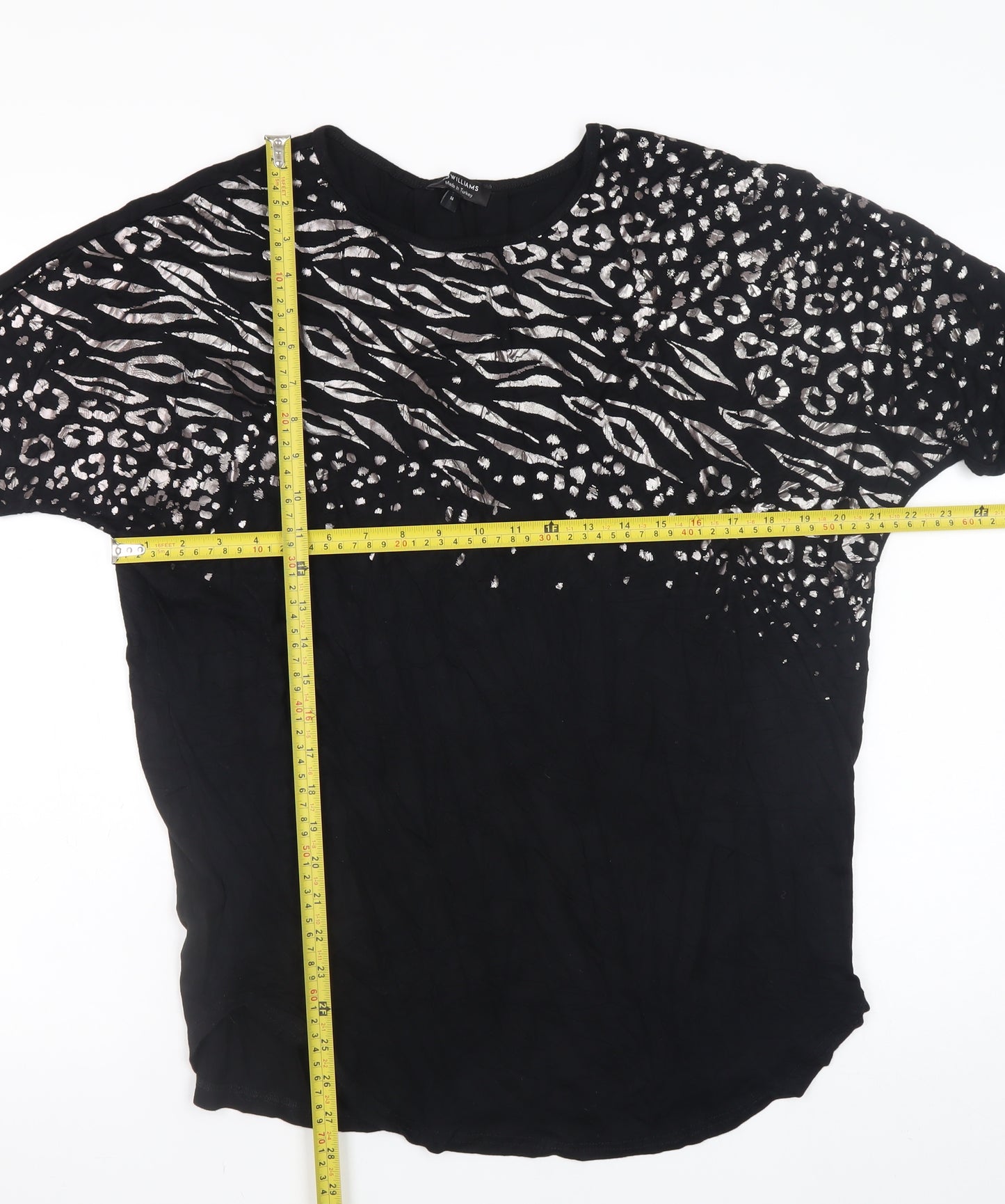 JD Williams Women Black Animal Print Tunic Blouse Size 14