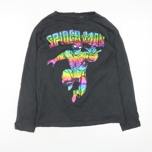 H&M Boys Black Spider-Man Long Sleeve Graphic T-Shirt 8-10 Years