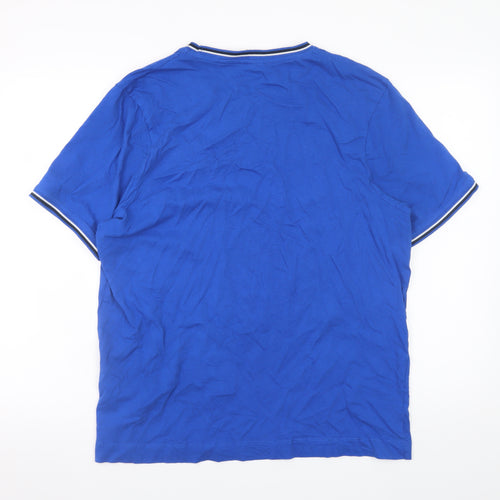 Slazenger Men Blue L Crew Neck Short Sleeve Cotton T-Shirt