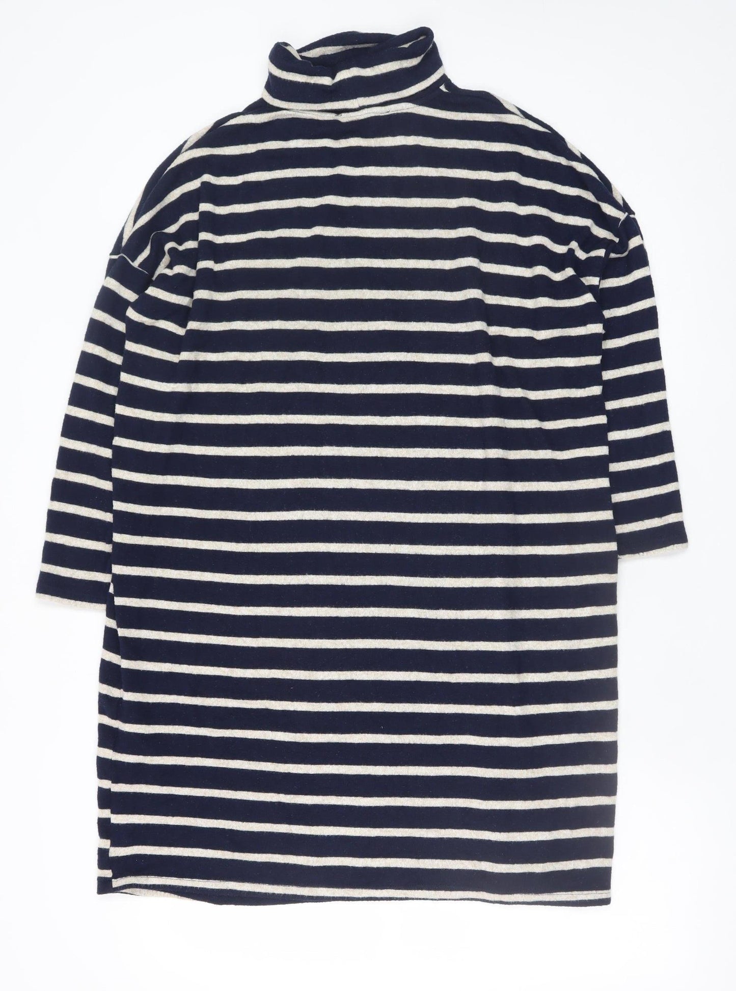 Dorothy Perkins Women Blue Striped Roll Neck Shift Dress Size 10