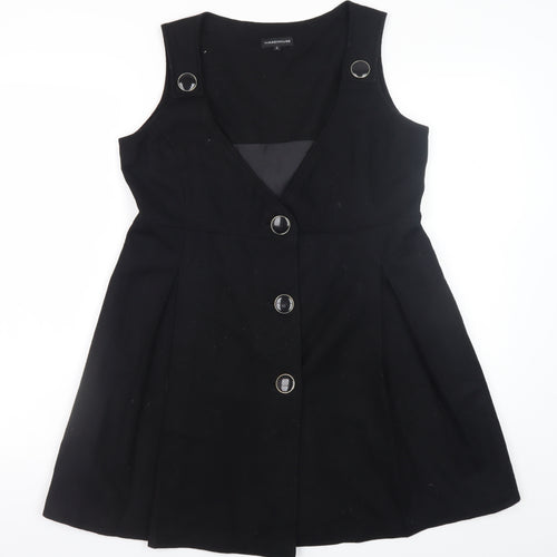 Warehouse Women's Black Wool Blend Pinafore Dress Size 12