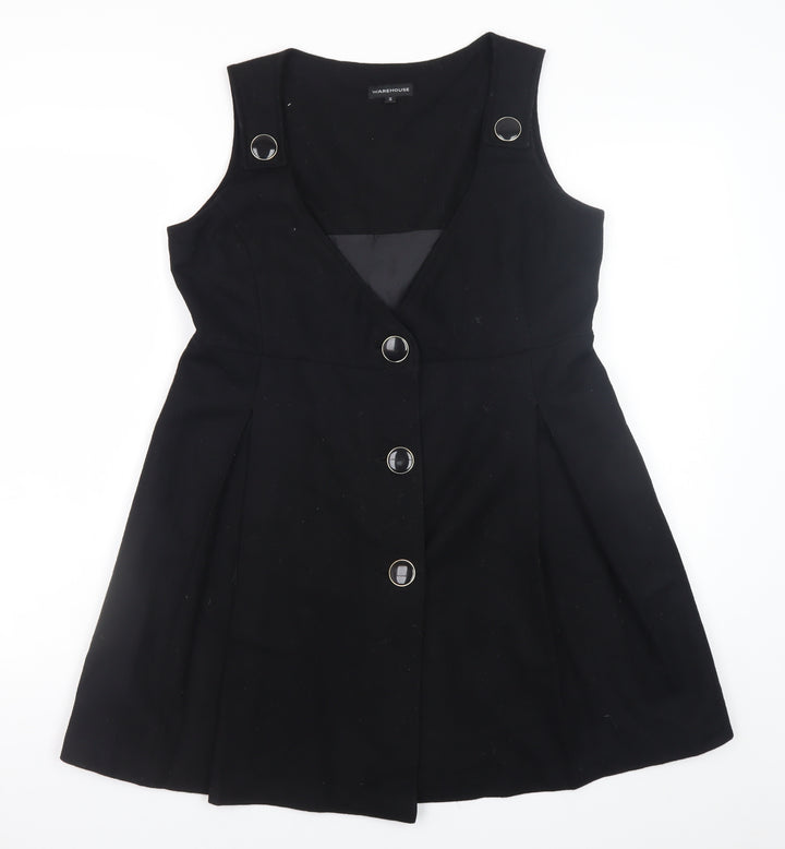 Warehouse Women's Black Wool Blend Pinafore Dress Size 12
