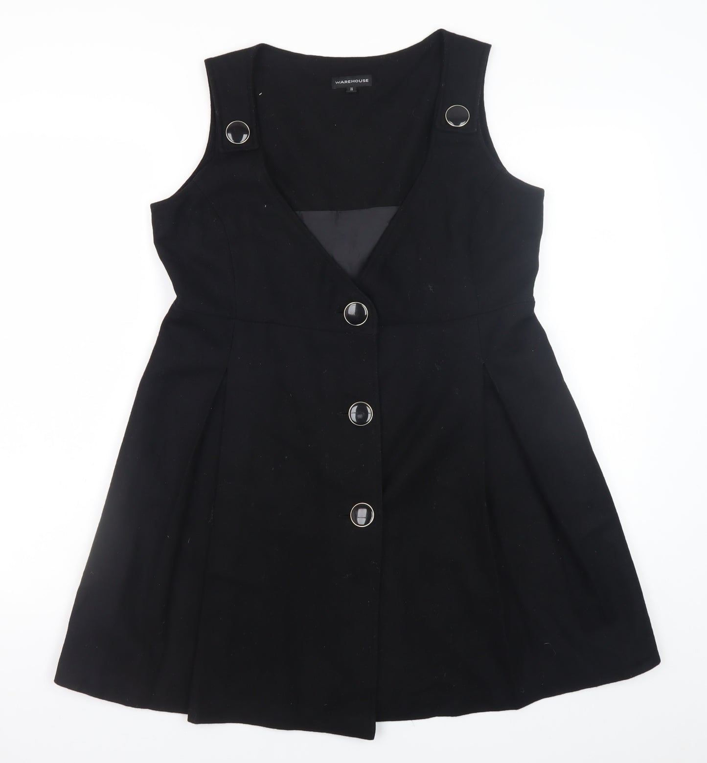 Warehouse Women's Black Wool Blend Pinafore Dress Size 12