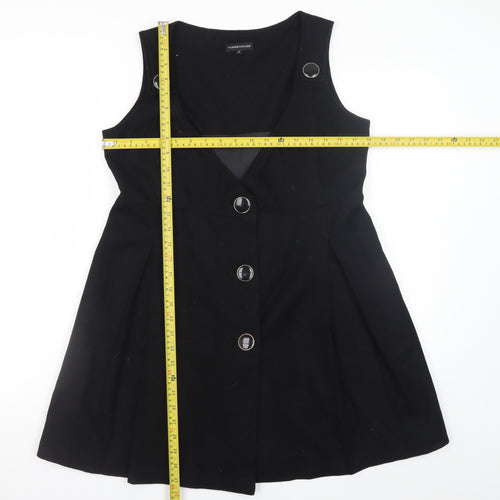 Warehouse Women's Black Wool Blend Pinafore Dress Size 12