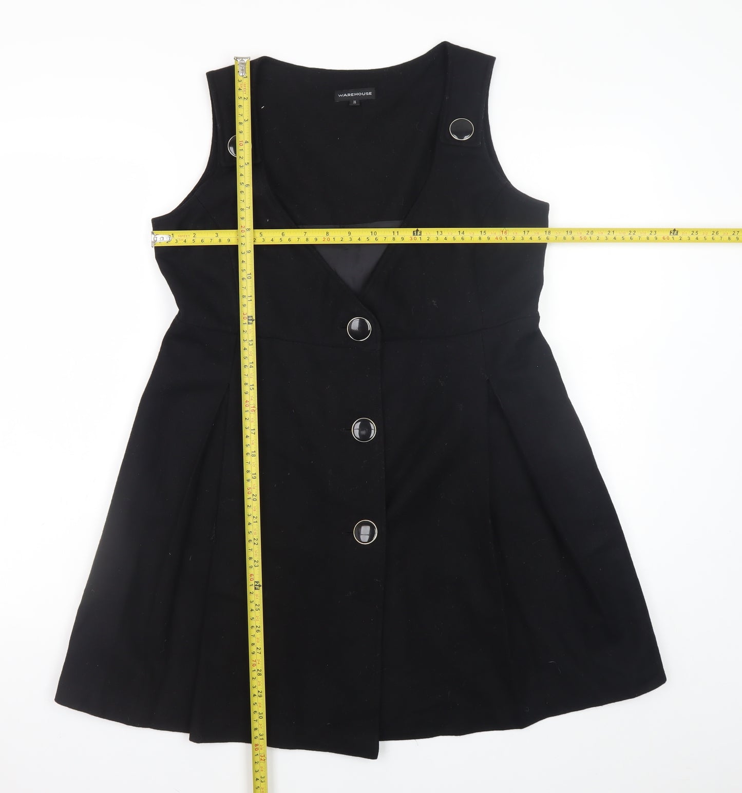 Warehouse Women's Black Wool Blend Pinafore Dress Size 12