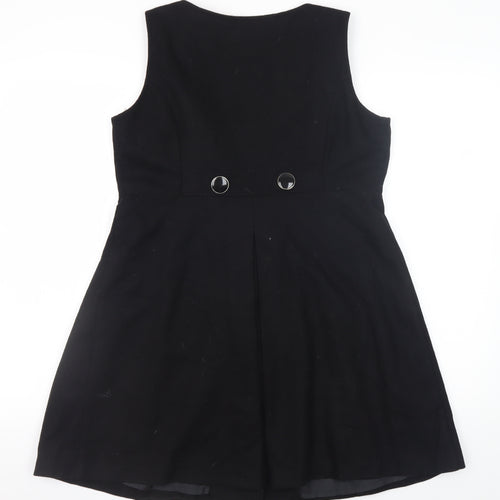 Warehouse Women's Black Wool Blend Pinafore Dress Size 12