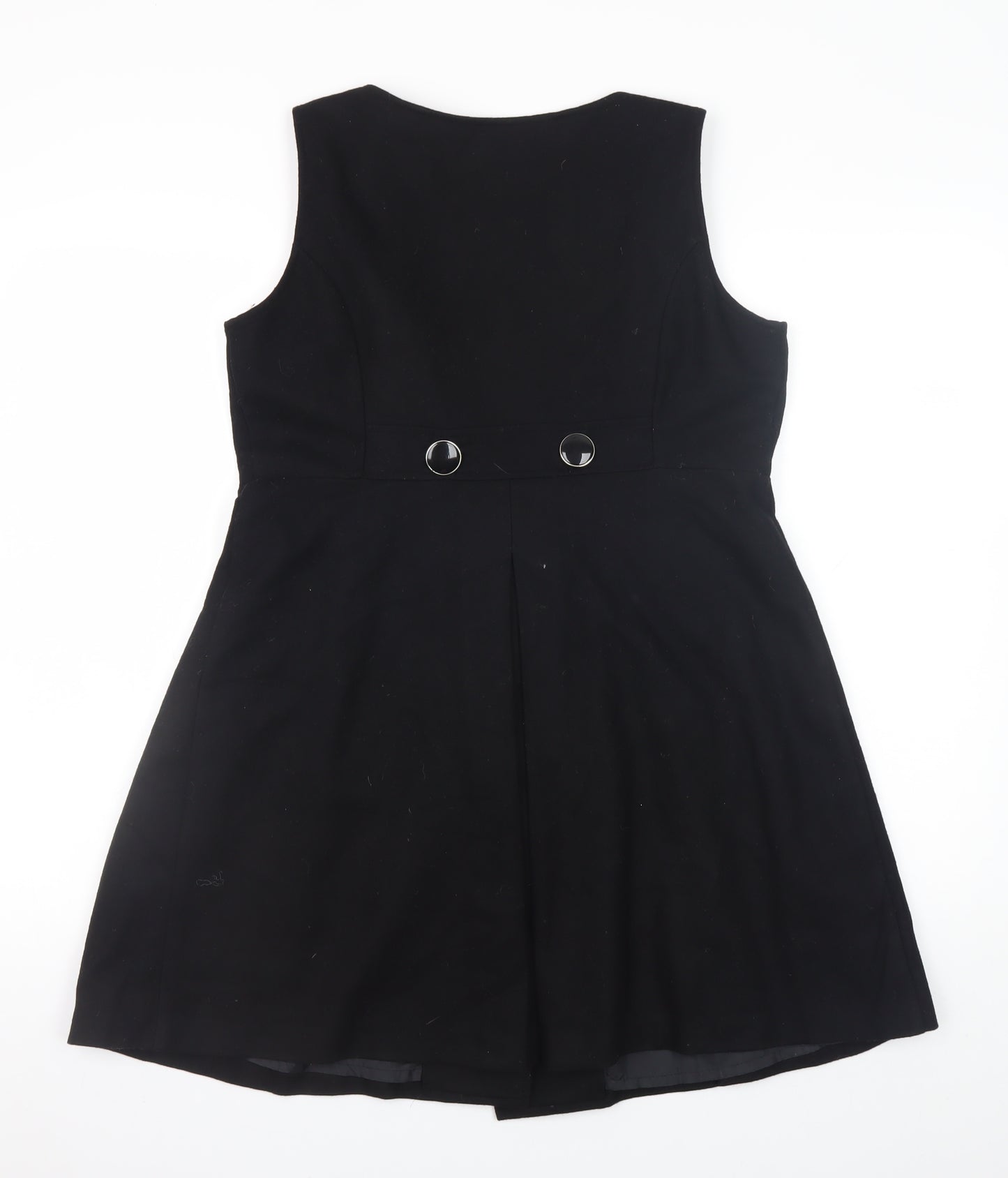 Warehouse Women's Black Wool Blend Pinafore Dress Size 12