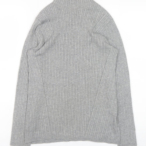 Monsoon Womens Grey Ribbed Mock Neck Knit Jumper Size M