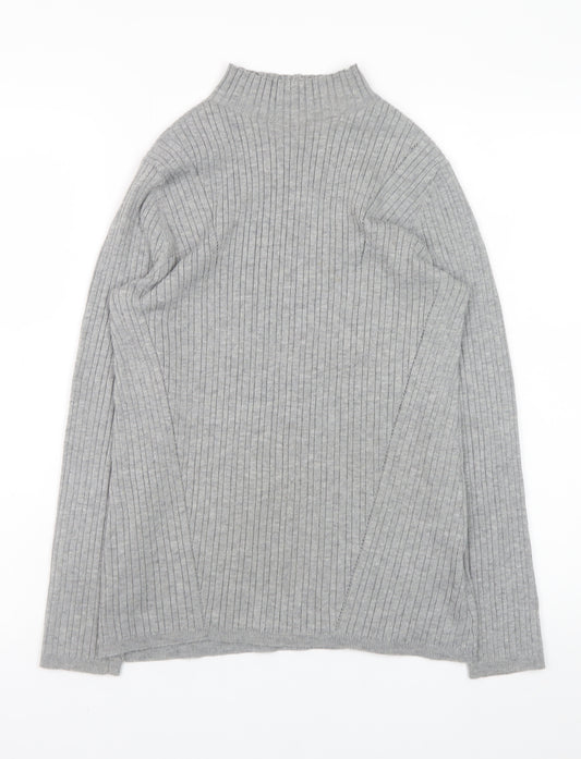 Monsoon Womens Grey Ribbed Mock Neck Knit Jumper Size M