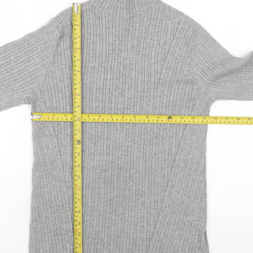 Monsoon Womens Grey Ribbed Mock Neck Knit Jumper Size M