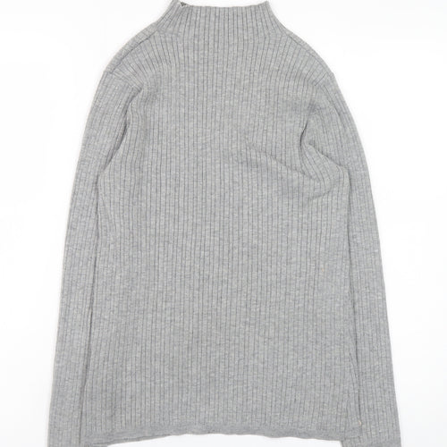 Monsoon Womens Grey Ribbed Mock Neck Knit Jumper Size M