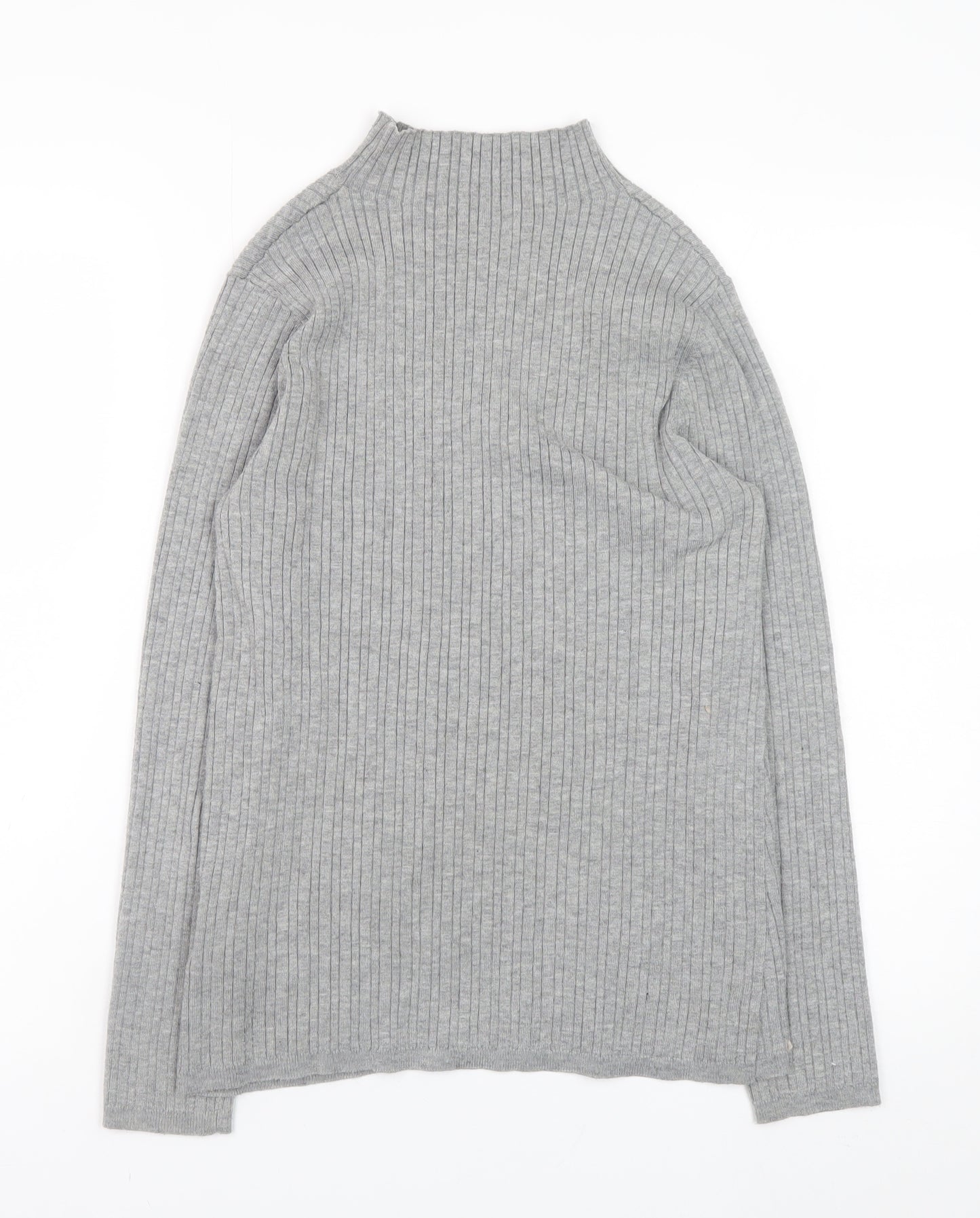 Monsoon Womens Grey Ribbed Mock Neck Knit Jumper Size M