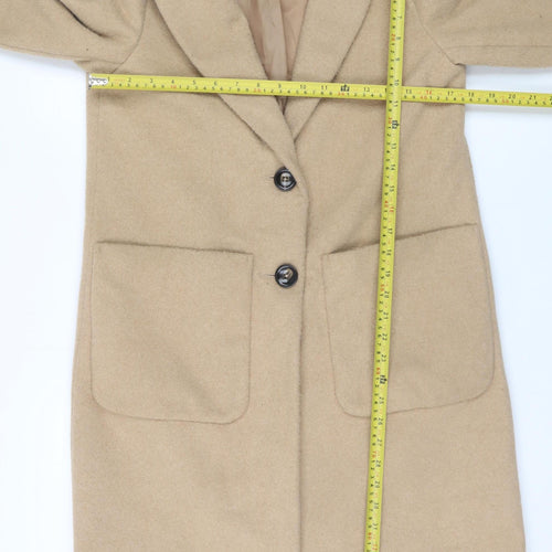 New Look Womens Beige Mid-Length Overcoat UK 10 Lined Classic Style