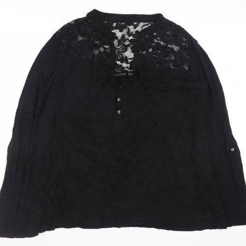 BODY FLIRT Women's Black Lace Tunic Blouse Size L