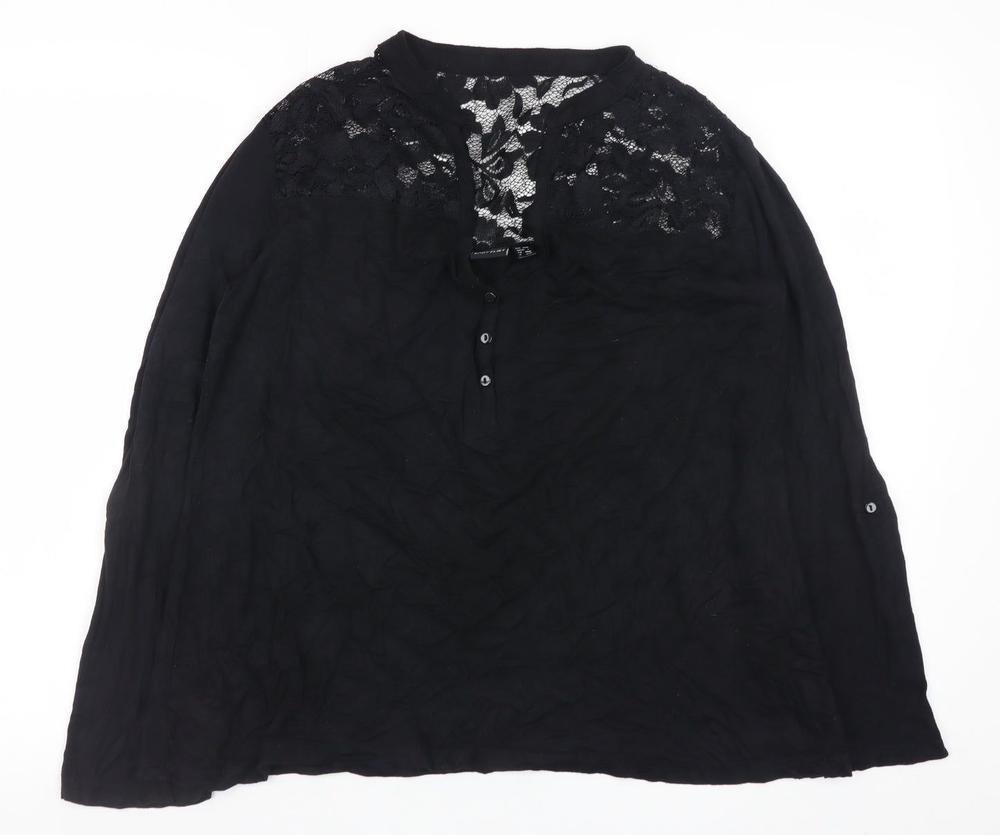 BODY FLIRT Women's Black Lace Tunic Blouse Size L