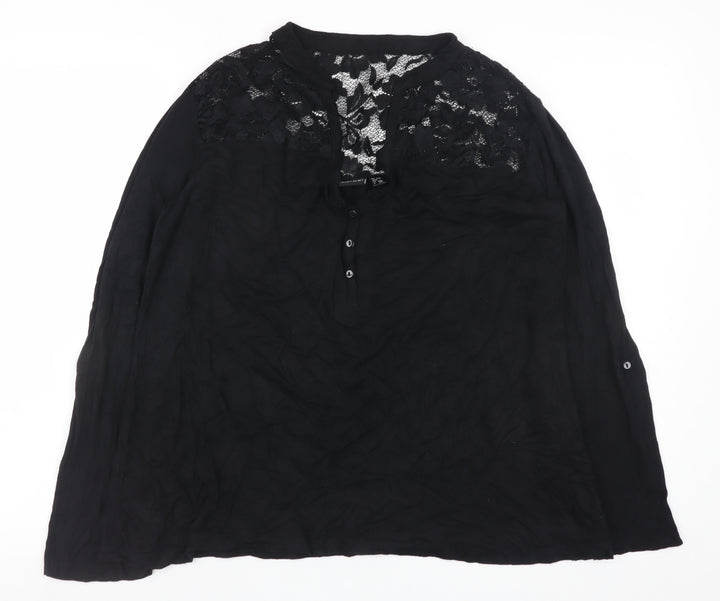 BODY FLIRT Women's Black Lace Tunic Blouse Size L