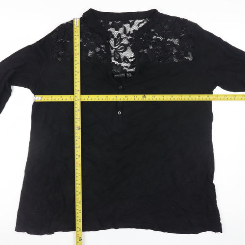 BODY FLIRT Women's Black Lace Tunic Blouse Size L