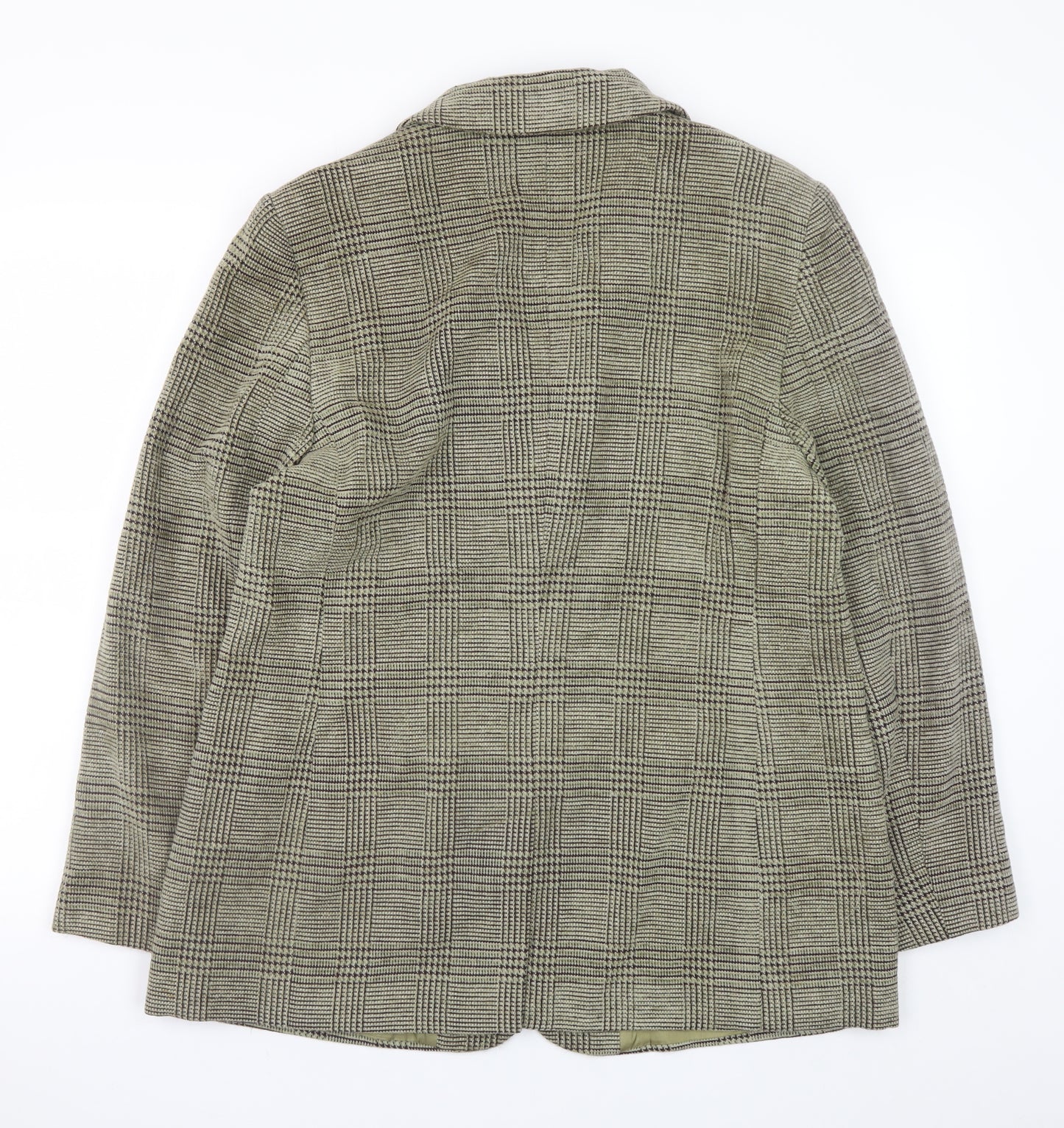 Jaeger Women Brown Check Wool Blend Blazer Jacket UK 16