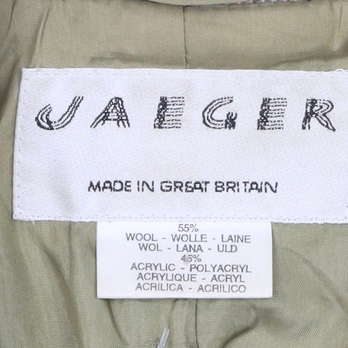 Jaeger Women Brown Check Wool Blend Blazer Jacket UK 16