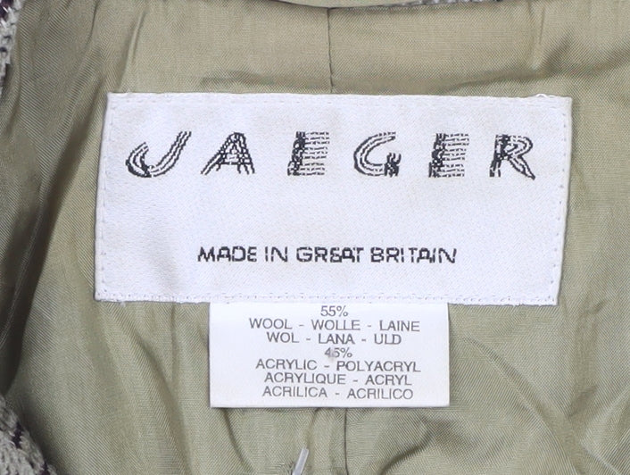 Jaeger Women Brown Check Wool Blend Blazer Jacket UK 16