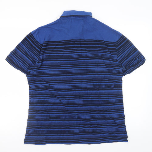 Penguin by Munsingwear Men’s Blue Striped Cotton Polo Shirt Size L
