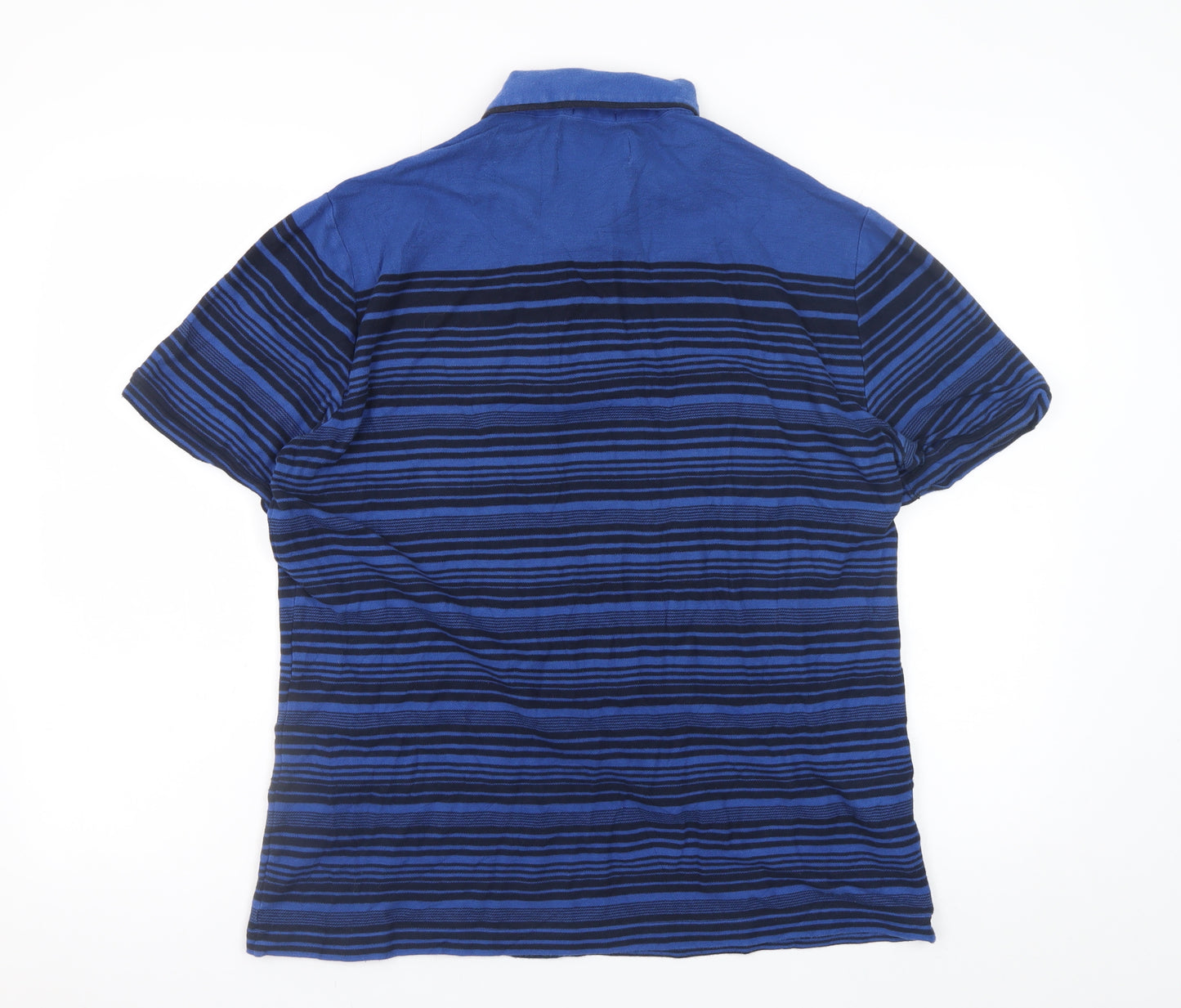 Penguin by Munsingwear Men’s Blue Striped Cotton Polo Shirt Size L