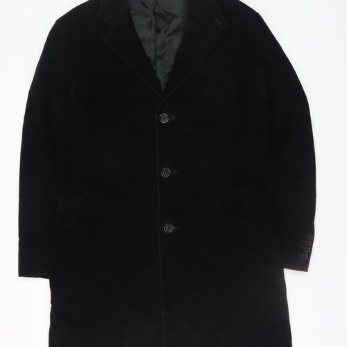 Nigel Hall Men's Black Cotton Cashmere Long Overcoat XL