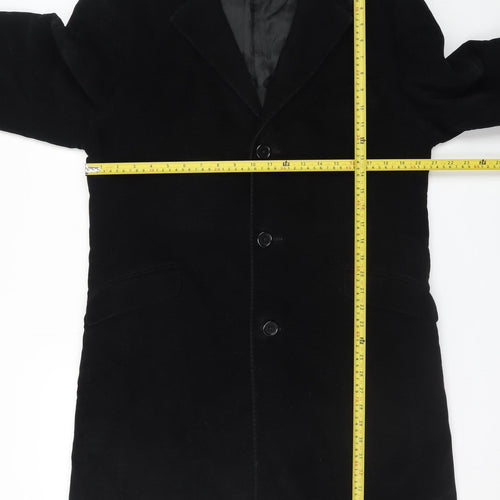 Nigel Hall Men's Black Cotton Cashmere Long Overcoat XL