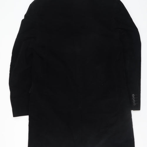 Nigel Hall Men's Black Cotton Cashmere Long Overcoat XL