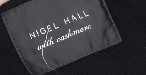 Nigel Hall Men's Black Cotton Cashmere Long Overcoat XL