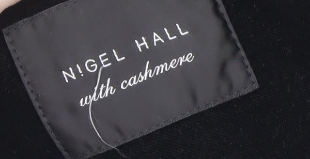 Nigel Hall Men's Black Cotton Cashmere Long Overcoat XL